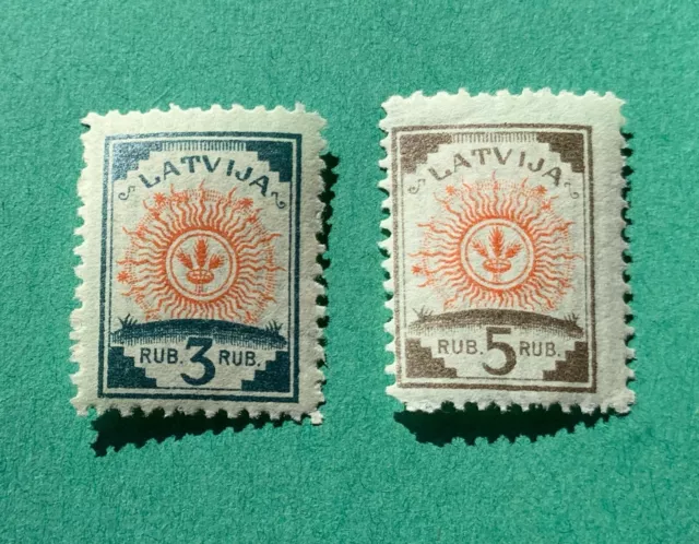 Latvia Latvija  1919 - 2 unused stamps - Michel No. 30, 31