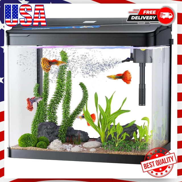 5 Gallon Fish Tank, Betta Fish Glass Aquarium Starter Kit Black