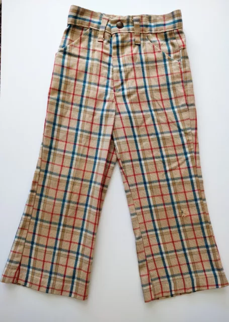 Garanimals Vintage 1970s Unisex Child Bellbottom Flare Pants Plaid Size 5 Talon