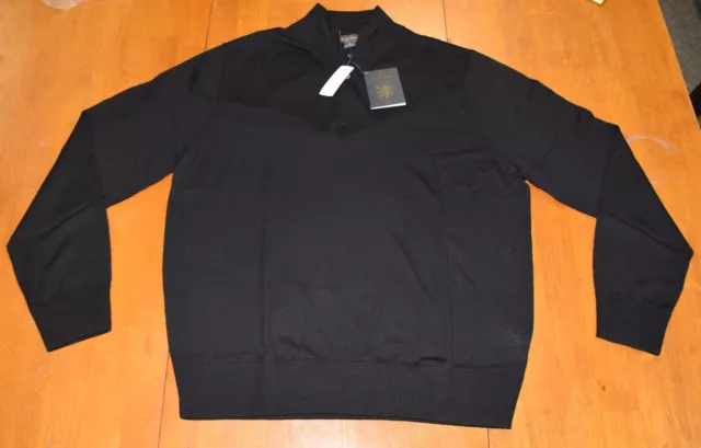 Brooks Brothers Saxxon Wool Half Zip Pullover Sweater Black NWT $198