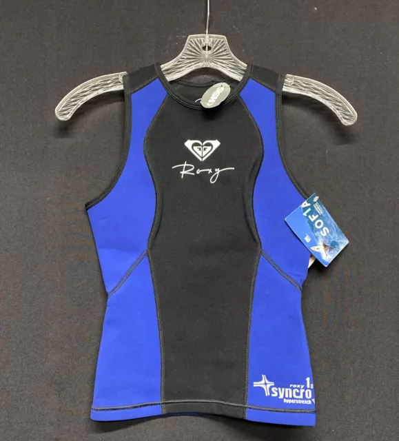Roxy Syncro Wetsuit Top/Vest Size 6 Pull Over NWT Blue And Black