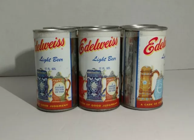 Edelweiss Light Beer SS Pull Tab Can Jos S Pickett & Sons Dubuque Iowa 6 Pack