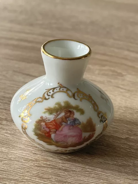 Vintage La Reine Limoges V11 Small Miniature Porcelain Vase French Hand Painted