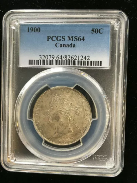 1900  PCGS Graded Canadian ¢50 Cent, **MS-64**EXTREMELY RARE