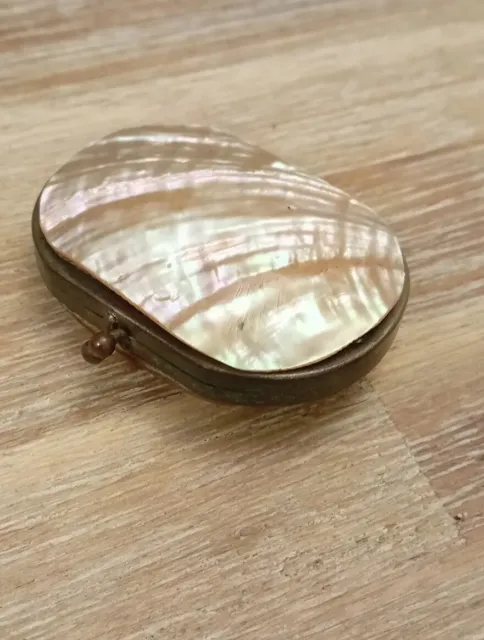 Victorian Mother Of Pearl Coin Purse 6.5cm x 5cm Antique Different Compartments