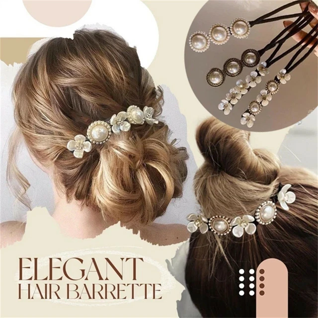 Fashion Lazy Flower Pearl Hairpin Bun Maker Twist Headband Lazy Hair Accessories