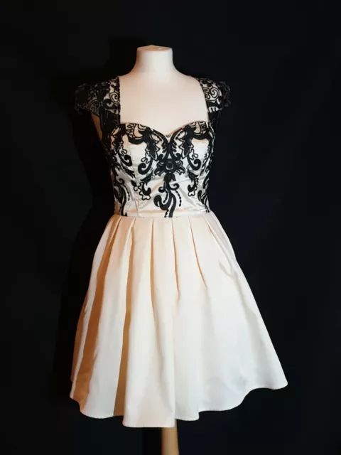 Cream & Black Chi Chi Of London Prom/Races/Wedding Guest Dress Size 10