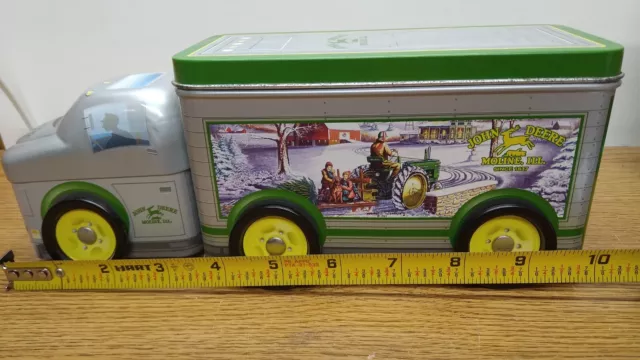 John Deere Tin Truck W/6 Turning Wheels & Removeable Lid Top 2005 Collectible 3