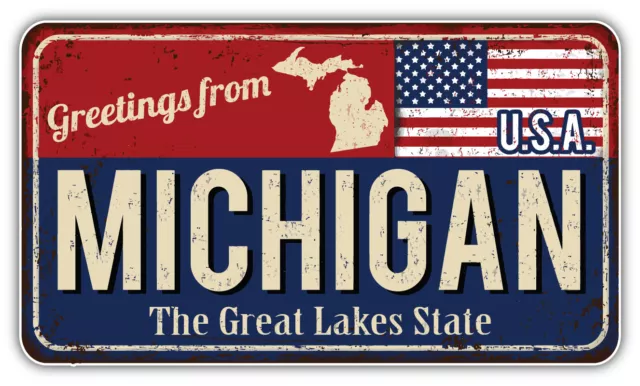 10cm Auto-Aufkleber Sticker Decal Michigan USA Staat Grunge Retro H2352