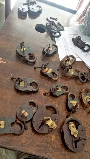 Old iron Padlocks Vintage Design functional Iron Pad Locks Lot Of 15 unit