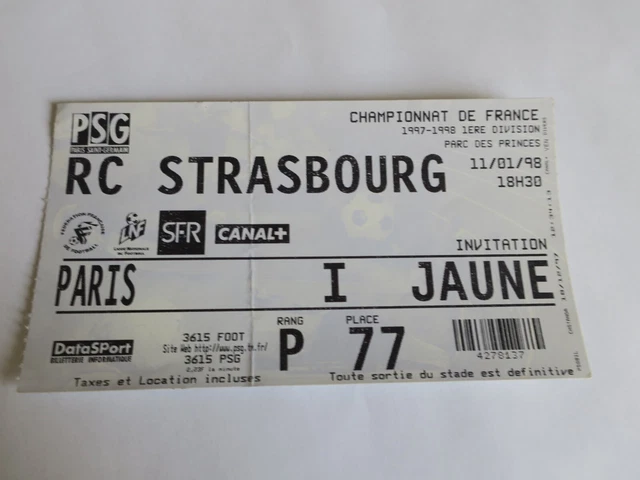 Ticket / billet PSG - PARIS SG / BRESIL - match amical 20