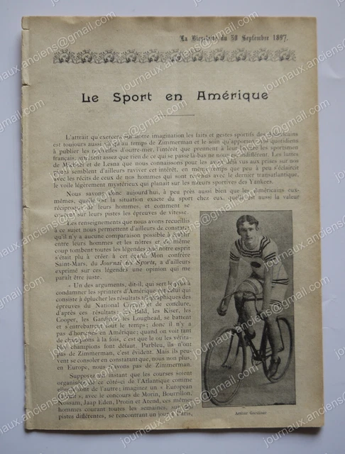 Revue Ancienne La Bicyclette N°33 – 1892 – Cyclisme – édition Originale – état Correct