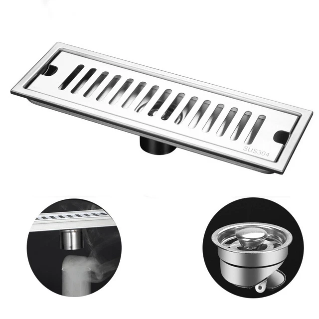 EMKE Linear Shower Drain 800mm, 304 Stainless Steel Floor Drain Invisible Shower Linear With Odor Stop And Hair Strainer