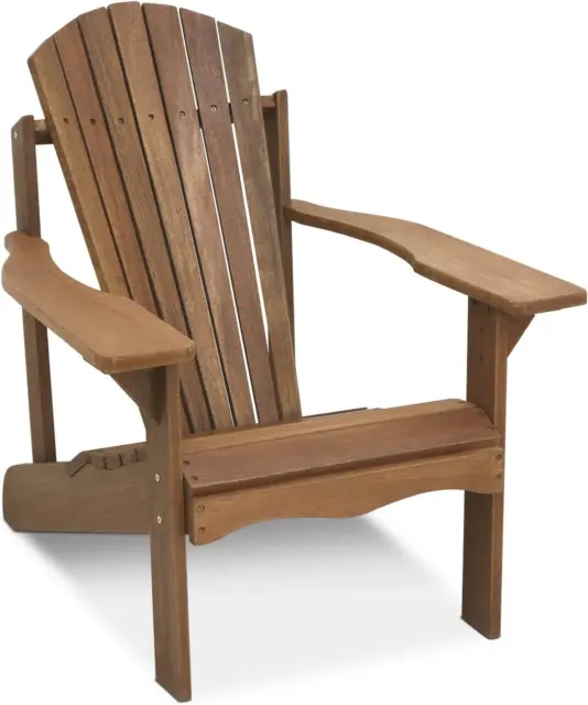 FG16918 Tioman Hardwood Patio Furniture Adirondack Chair in Teak Oil, Large, Nat