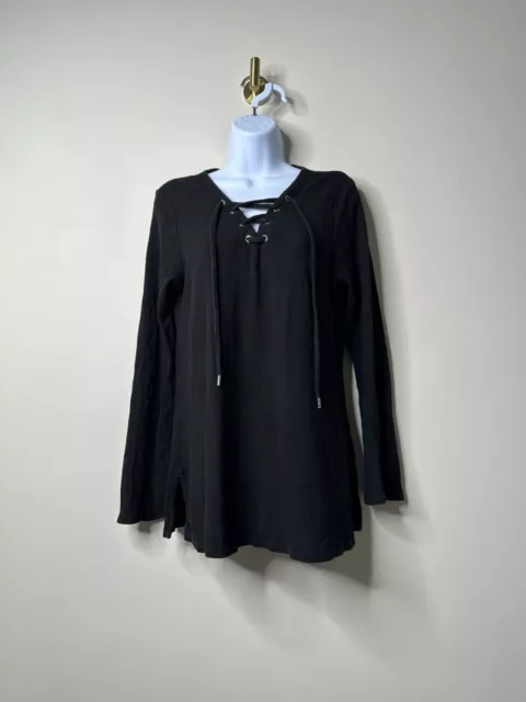 MICHAEL Michael Kors Black Waffle Knit Top Medium