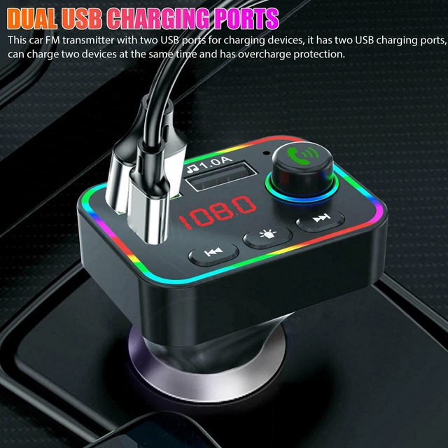Trasmettitore Bluetooth5.0 FM vivavoce radio MP3 AUX adattatore caricabatterie USB PD