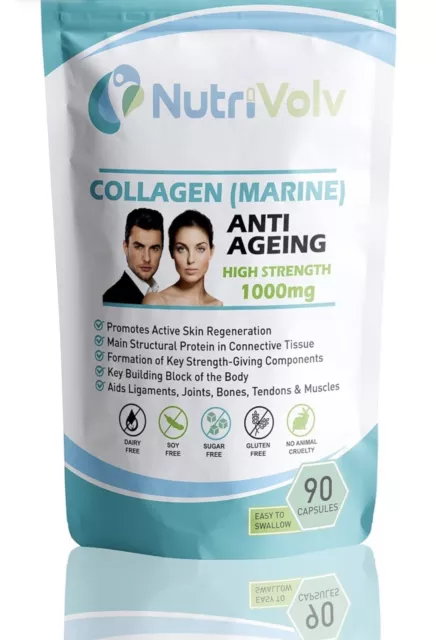 Collagen 1000mg (Marine) 90 Tablets Skin Anti Ageing Tissue Joints Bones UK