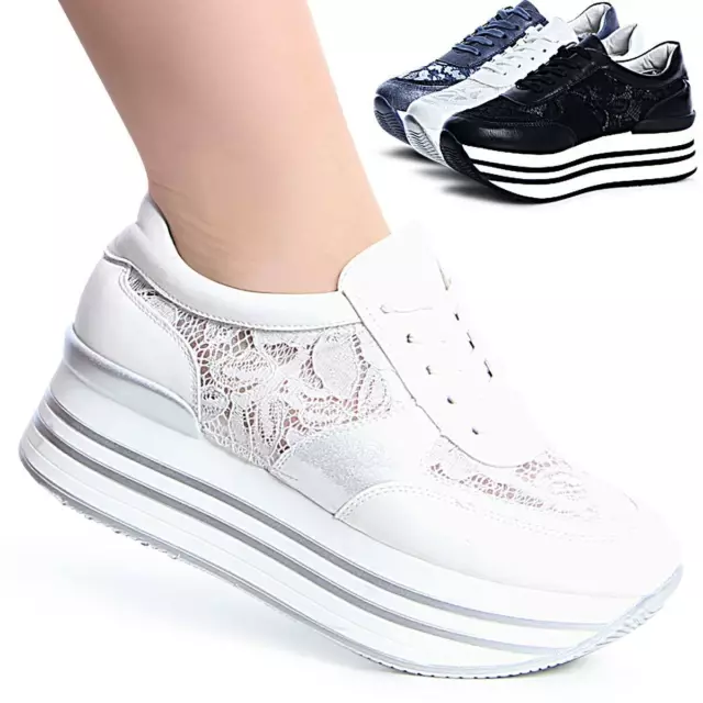 CHAUSSURES FEMME PLATEFORME Baskets Sneakers Transparent Compensées Trendy  EUR 21,90 - PicClick FR