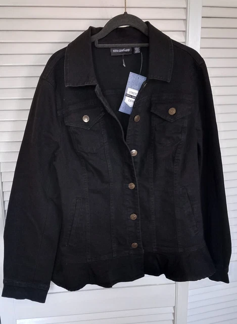 Nina Leonard qvc Collared Stretch Denim Jacket - M (14)