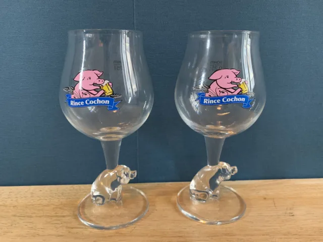 Deux Verres à Bière Rince Cochon 25 CL - Collection - Collectionneur - Bar