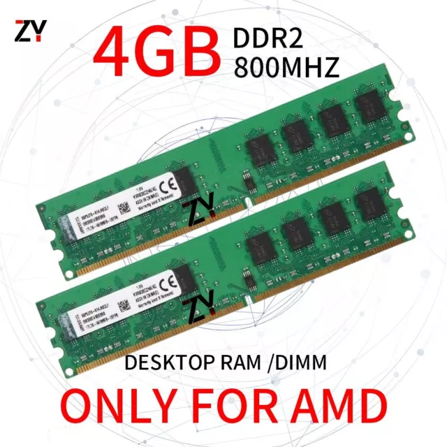 For Kingston 8GB 2x 4GB 2GB 1GB DDR2 800MHz AMD DIMM Memory Desktop RAM Lot UK