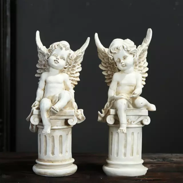 2 Pieces European Garden Figurines Greek Column Memorial