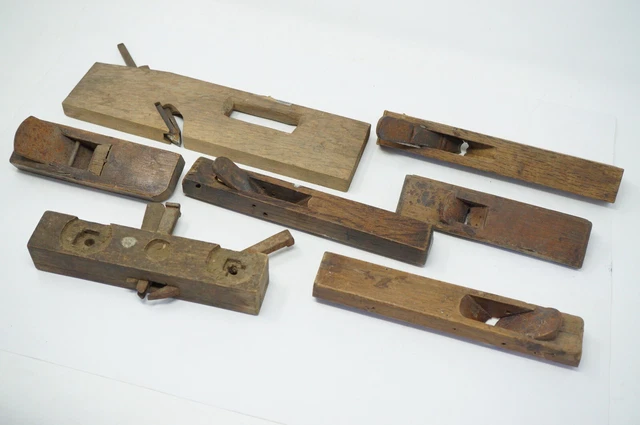 Lot De 7 Raboteuses (Kanna) Japonaises Vintage En Bois - Outils De Menuisier Traditionnels - Occasion - Pour Collection/Restauration