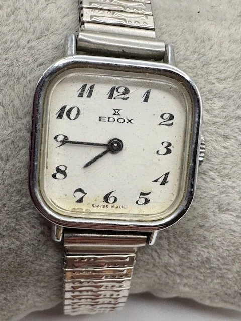 Montre Vintage Edox Swiss Made - Remontage Manuel - Boîtier Rectangulaire - Orologio