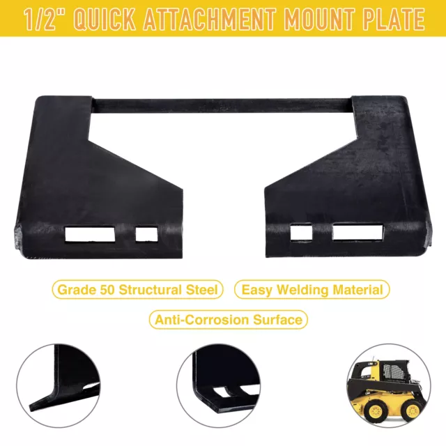 PREENEX 1/2" Quick Attach Mount Plate Attachment for Tractors Skid Steers Loader