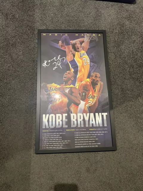 Kobe Bryant Signed LA Lakers Magic Mamba Print Framed - NBA Champions MVP