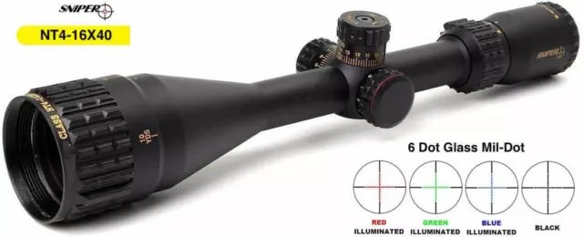 NT4-16X50 AOGL Rifle Scope Glass Etched R/G/B Illuminated Reticle Elevation Lock