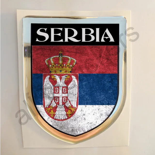 Serbia Adesivi Scudetto 3D Bandiera Sporco Resinato Adesivo Vinile Resinati