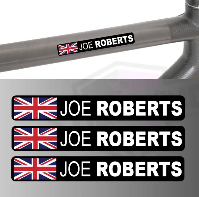 3 X Personalisierter Fahrername Fahrradrahmen Röhrenaufkleber Radfahren - UNION JACK Flagge