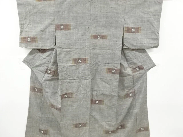 6891452: Japanese Kimono / Antique Kimono / Fushi Tsumugi / Woven Stripe