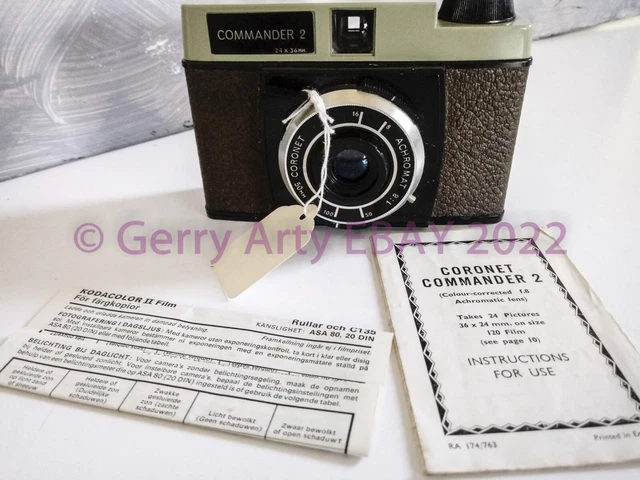 CÁMARA DE PELÍCULA CORONET COMANDER MARK II ROLL con INSTRUCCIONES DE ESTUCHE ORIGINAL etc.