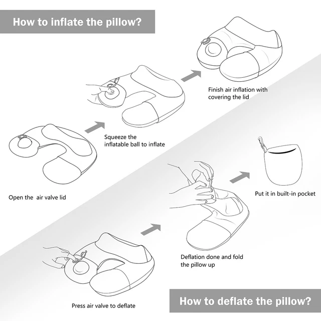Travel Pillow Foldable Inflatable U-shaped Neck Support Car Airplane Air Cushion 12