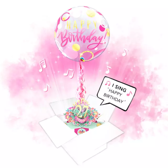 80th Birthday Pop Up Card & Musical Balloon Surprise Delivered In A Box For Her