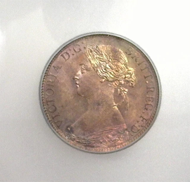 Great Britain ~ 1873 Farthing ~ Icg Ms65 Rb ~ Km# 747.2