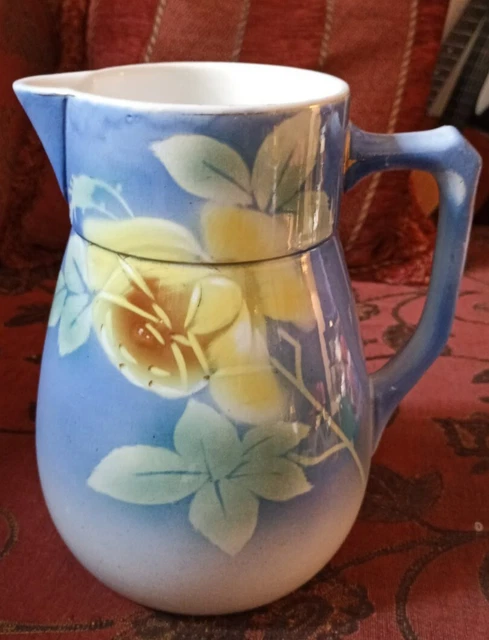 Stupenda brocca  lavamano S.C Richard, Ginori, azzurro intenso con fiori Anni 30