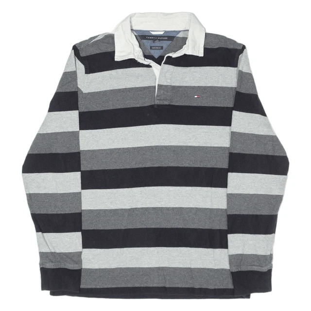Polo Shirt Tommy Hilfiger Personalizzata Grigia Manica Lunga Uomo M