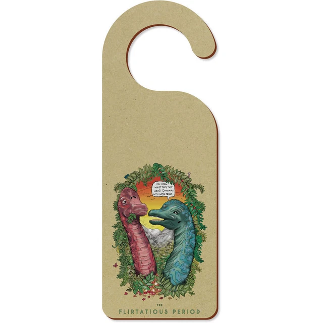 'Pareja de dinosaurios coqueteantes' 200 mm x 72 mm colgador de puerta (DH00034859)