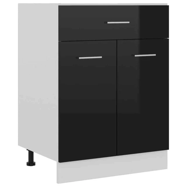 Armoire de plancher tiroir Noir brillant 60x46x81,5cm Aggloméré