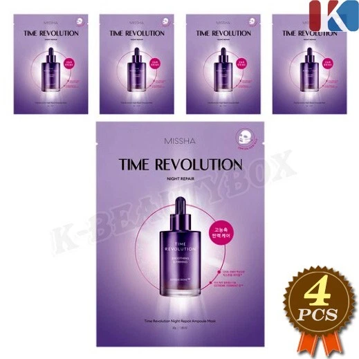 MISSHA Time Revolution Night Repair Ampoule Mask 30g x 4pcs Mask Sheets K-Beauty