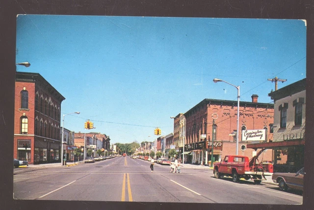 Marshall Michigan Downtown Street Scene Old Cars Vintage Postcard