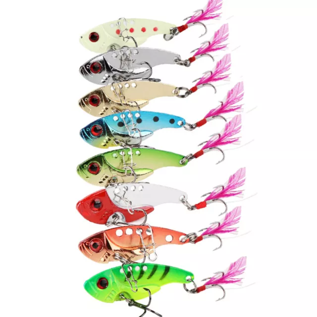 4PCS Fishing Tackle Hard VIB Metal Wobble Fish Lures Spoon Lure Bait