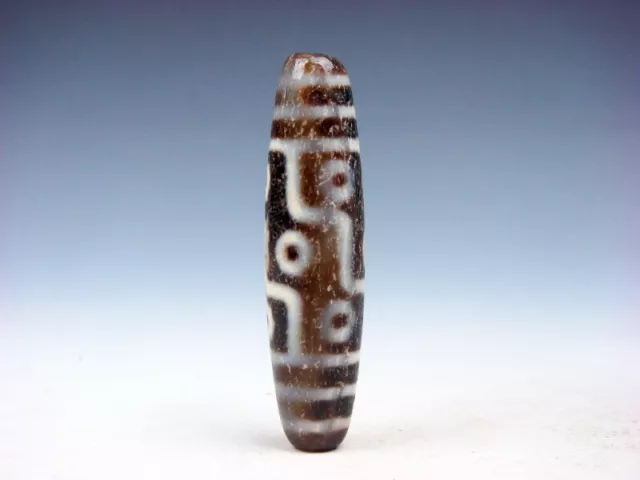 Old Tibetan Natural Agate 9 Eyes Pattern LARGE Dzi Bead #04112007