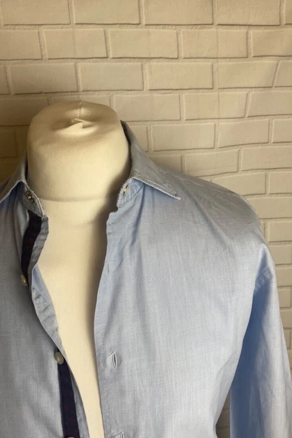 Boggi Milano Camicia Blu Polsino Medio Bottone