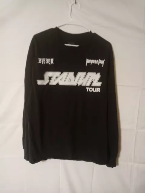 Justin Bieber Stadium Purpose Tour Long Sleeve Black T-Shirt Size M 🔥