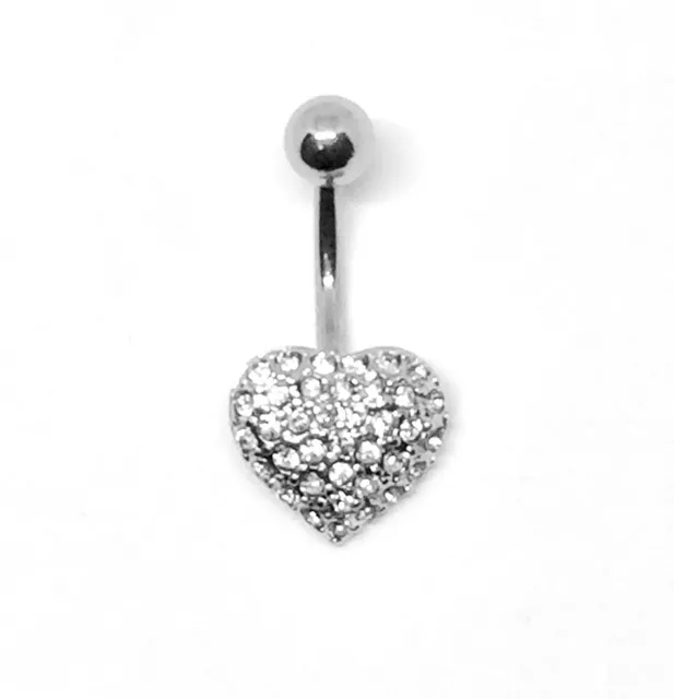 SHAMBALLA belly Bar  Multi Crystal Ferido SHAMBALLA Navel Ring 10mm Slim Heart