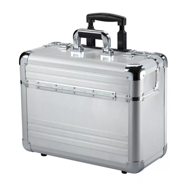 Pilotenkoffer Handgepäck Aktenkoffer Koffer Trolley Fahrbar Aluminium Alu   7298